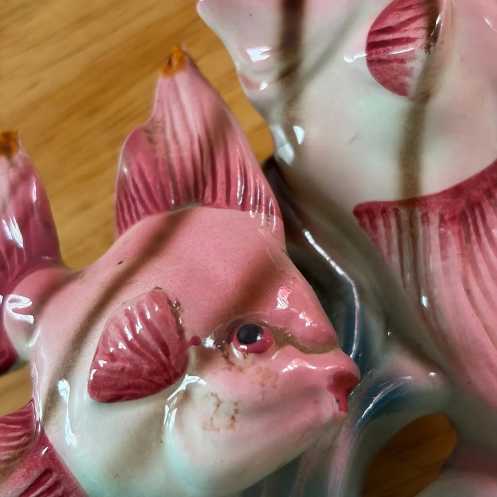 Vintage Nippon Yoko Boeki Pink Painted Angel Fish Figurine
